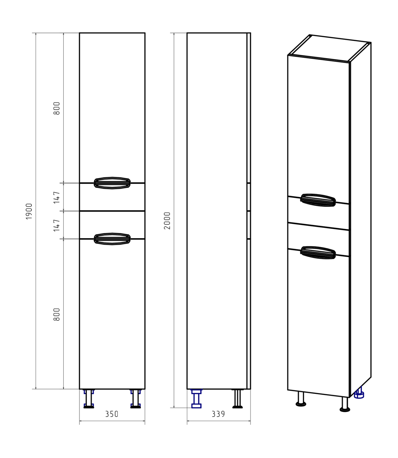 Пенал Misty Орхидея 35 напольный, L, белый