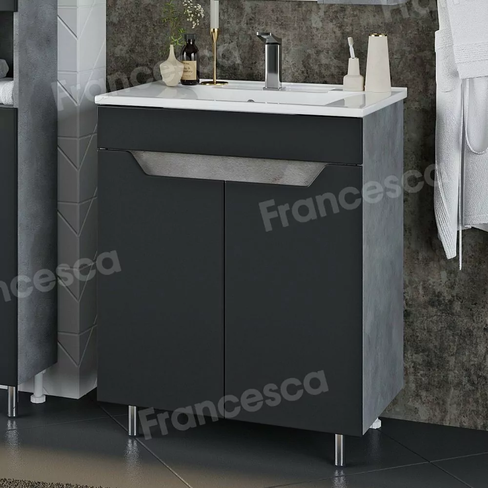 Мебель для ванной Венеция Неаполь 70 напольный комплект, графит софт