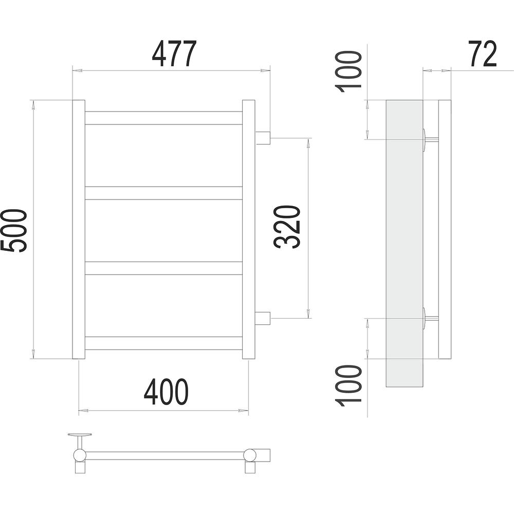 Полотенцесушитель водяной (боковое подключение) Terminus Аврора П4 40х50