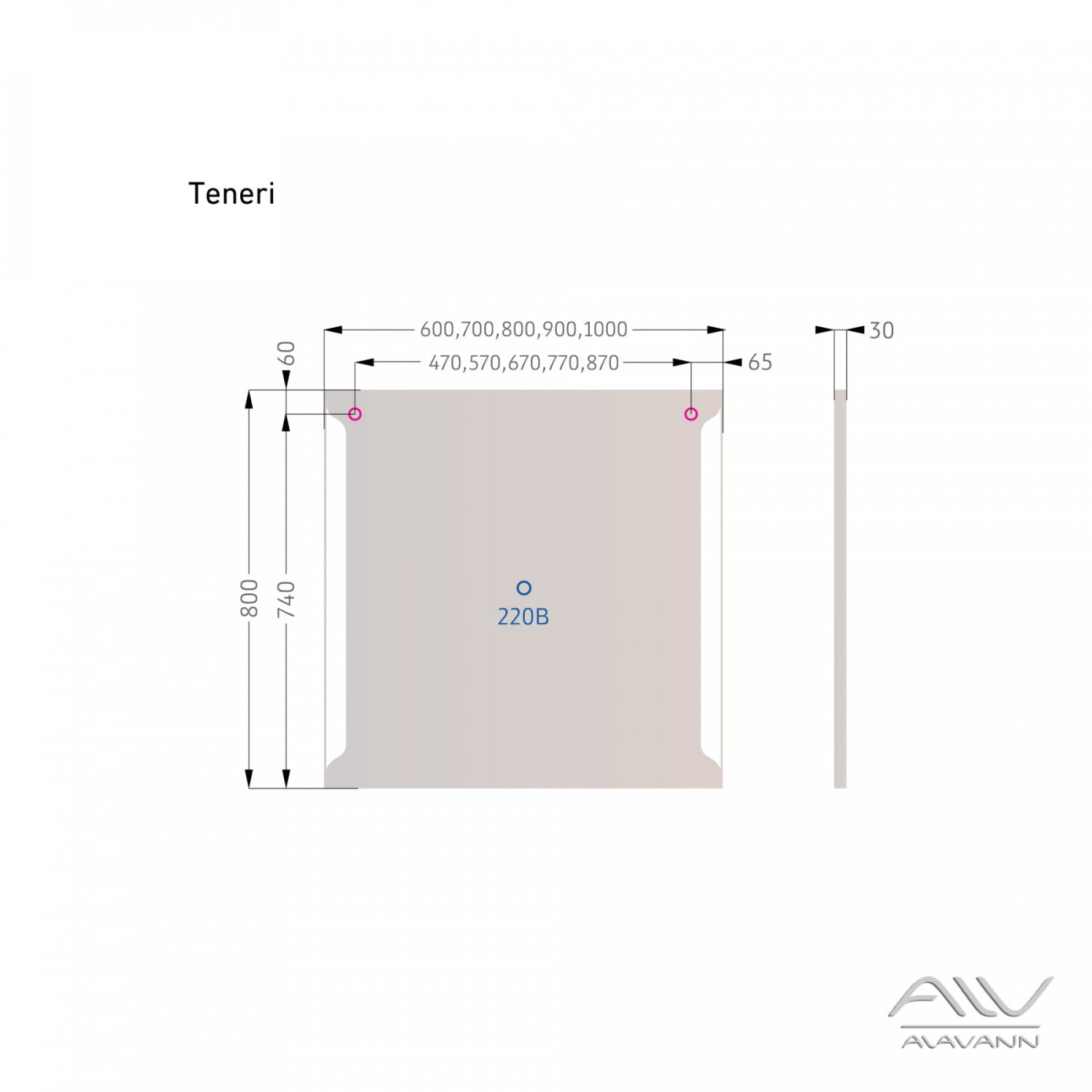 Зеркало Alavann Teneri 60 свет, кнопочный выключатель