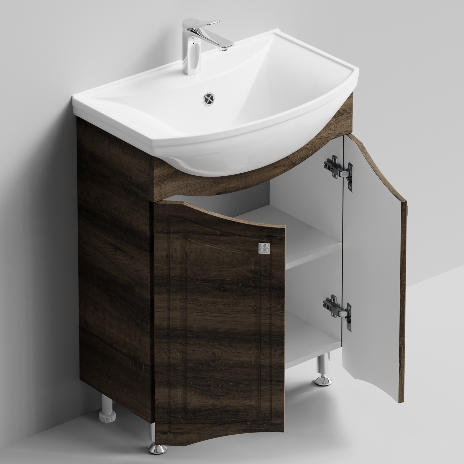 Тумба с раковиной Адам 65 напольная, Дуб крымский коричневый