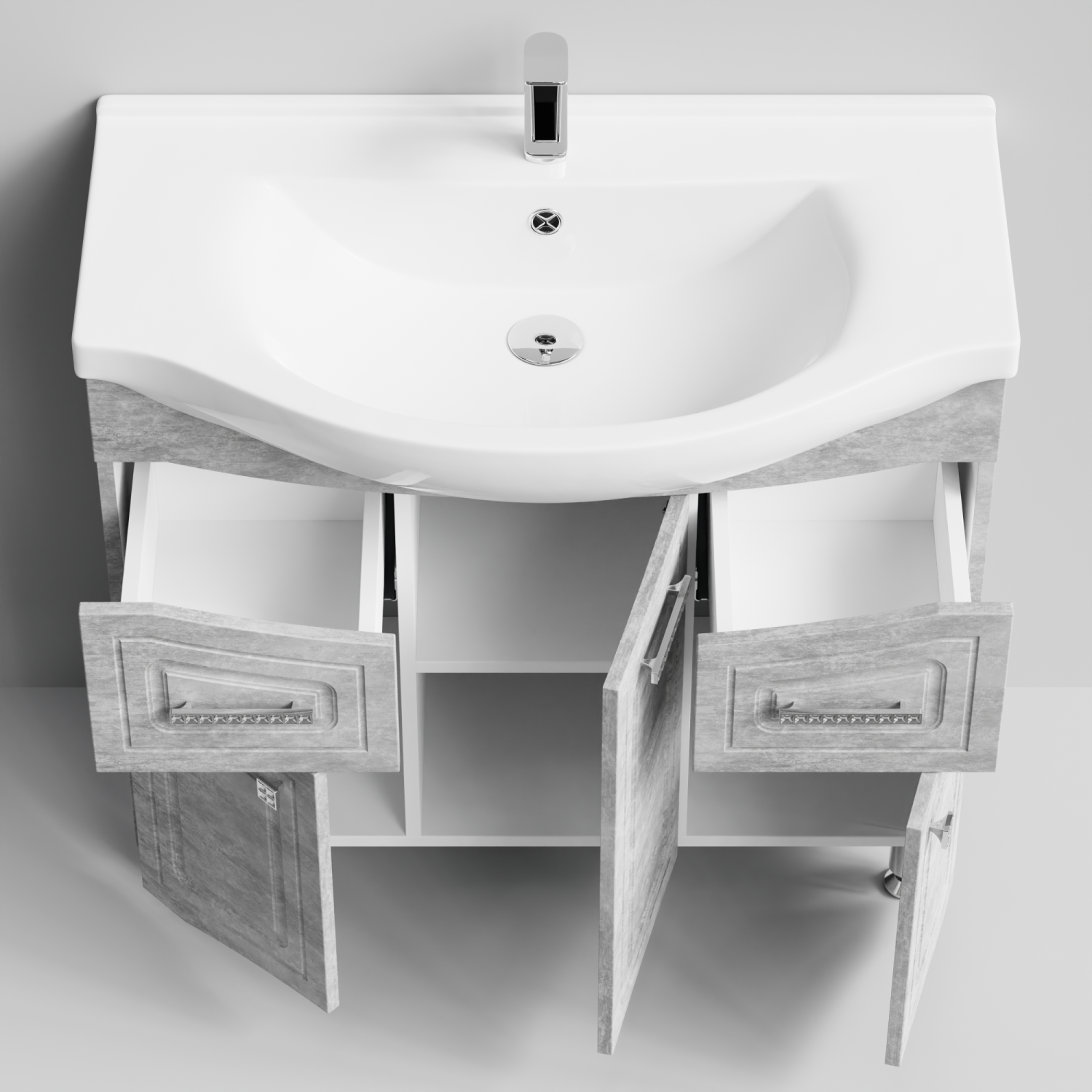 Тумба с раковиной Адам 90 напольная, Горный камень, петли справа