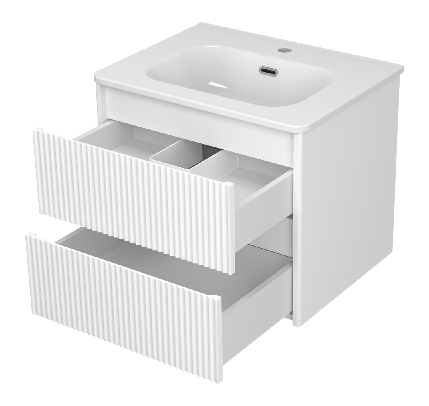 Тумба с раковиной Brevita Riva 60 подвесная, белый