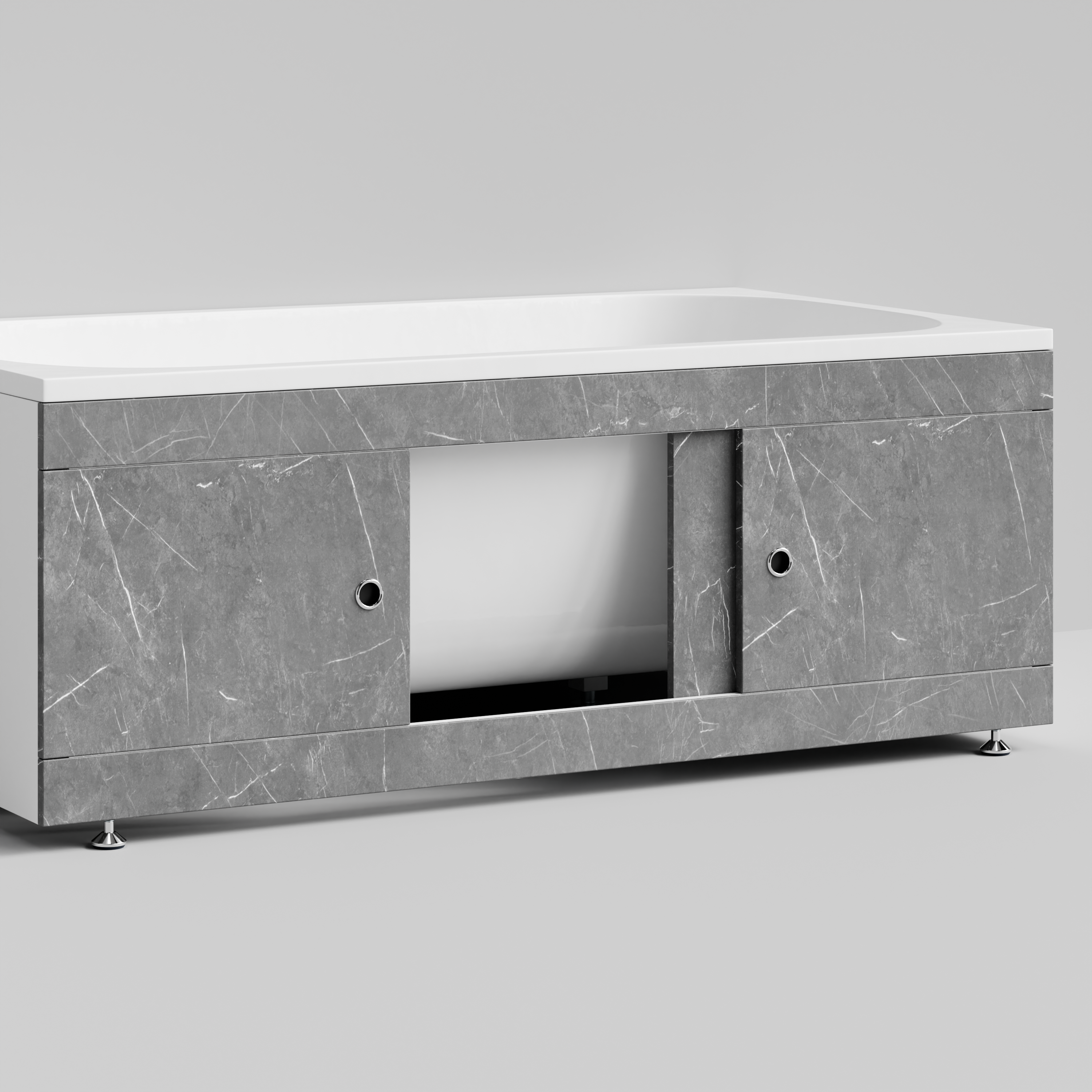 Экран под ванну Vod-ok Купе 150 раздвижной Мрамор Серый софт тач