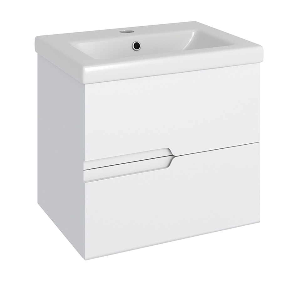 Тумба подвесная Runo Стокгольм 60 с раковиной Como 60, белый