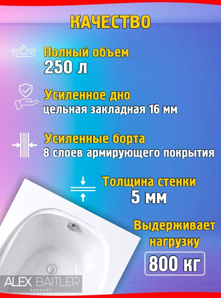 Ванна акриловая Alex Baitler Nemi 150x70 от магазина Vanna-Vanna.ru!