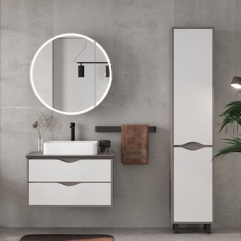 Зеркальный шкаф EQUIL Smile LED D80 графит софт