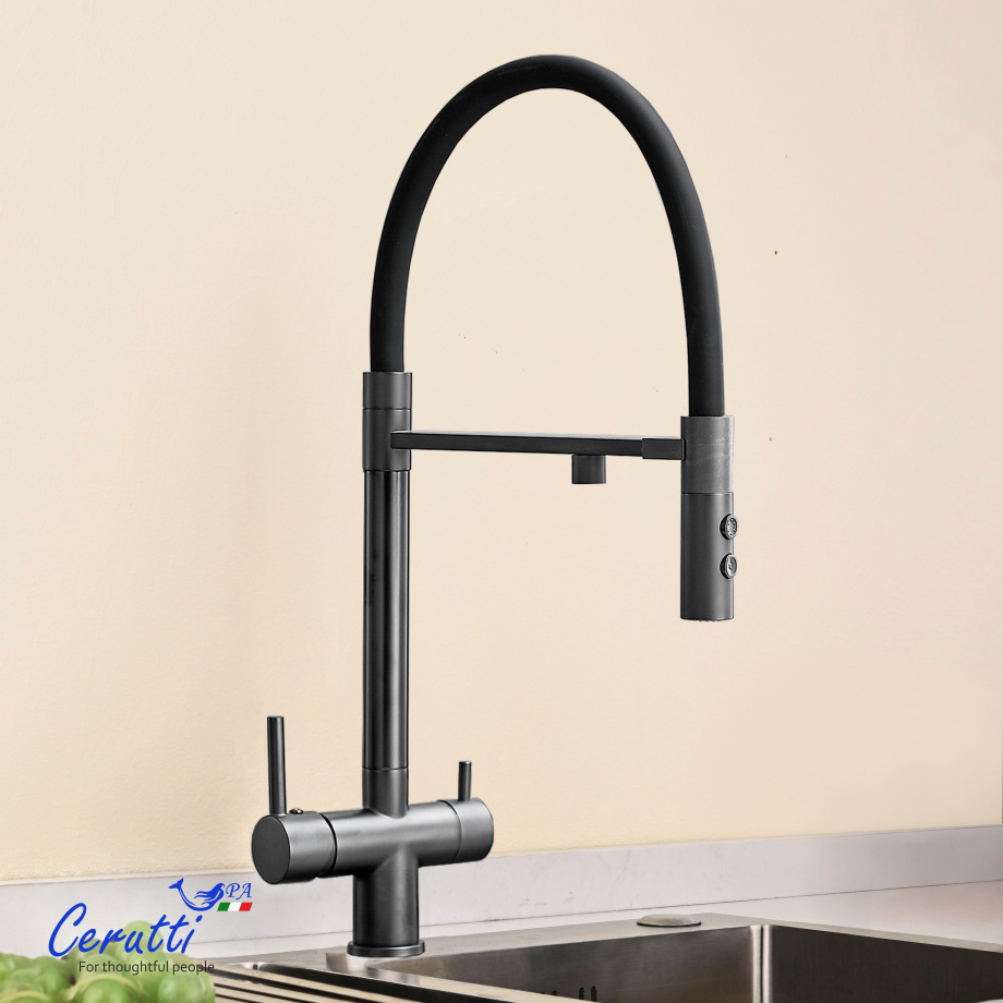 Cмеситель для кухни Ceruttispa Торре GR (TORRE GR) из нержавеющей стали, цвет серый матовый