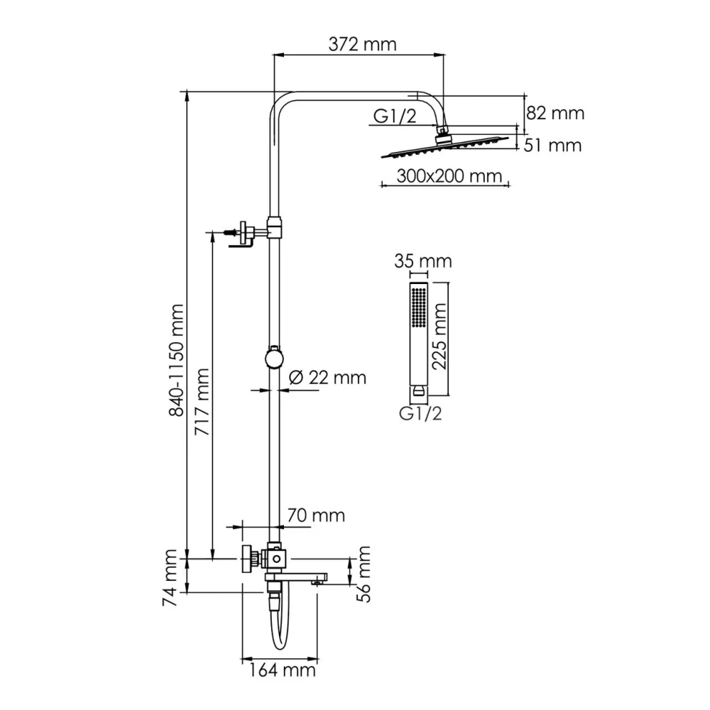Душевая стойка WasserKraft A199.069.103.087.CH Thermo хром от магазина Vanna-Vanna.ru!