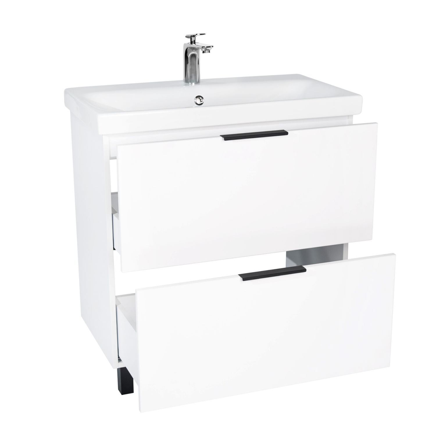 Тумба напольная Viant Берлин 80 с раковиной Moduo 80, 2 ящика, белый