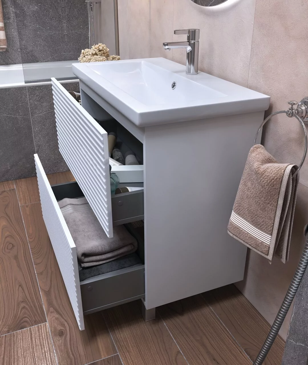 Тумба напольная Vigo Otti 80 с раковиной Como 80, белый