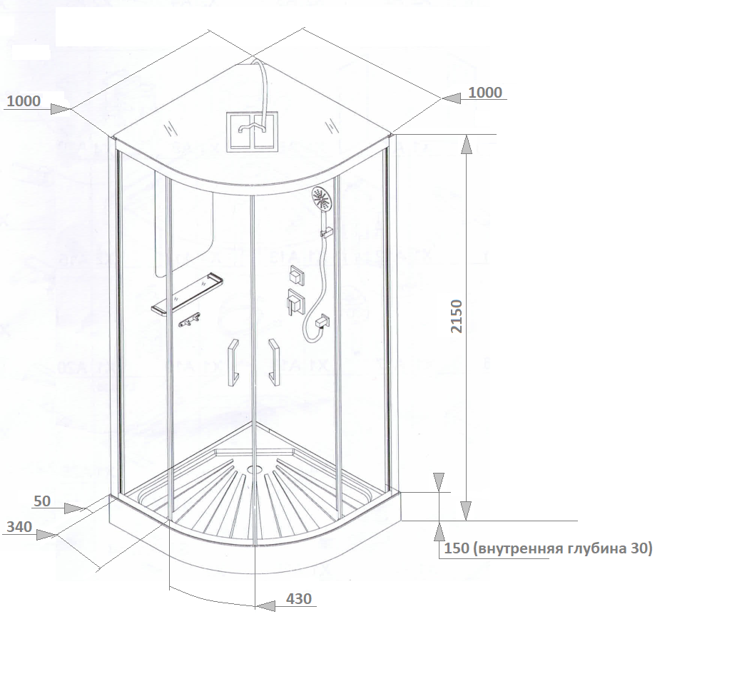 Душевая кабина Ceruttispa VIVA101 (100x100x215)