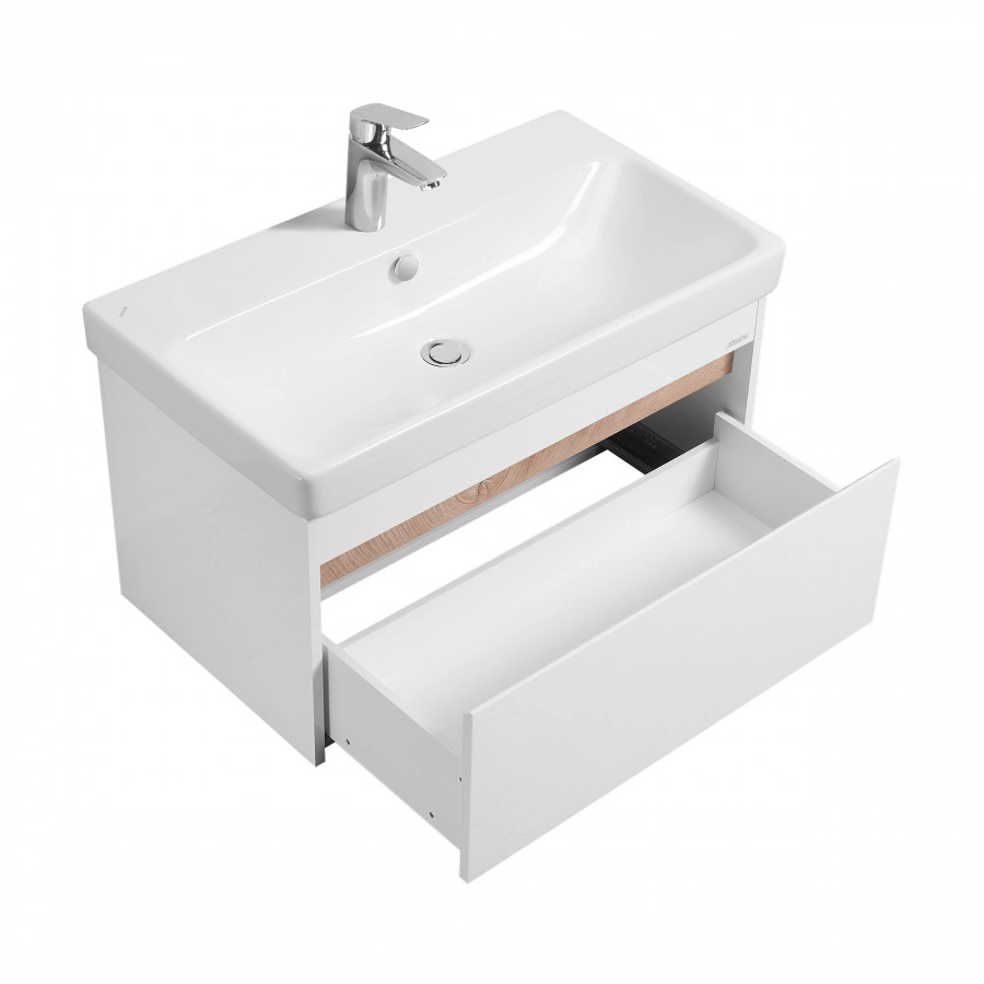 Тумба подвесная Aquaton Марти 80 с раковиной Адриана 80, белый