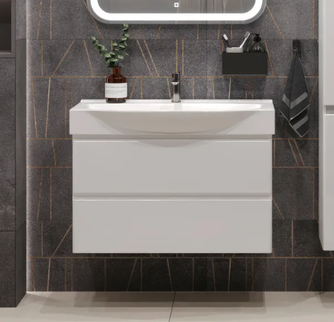 Тумба подвесная SanStar Arista 105 с раковиной Элвис 105, белая