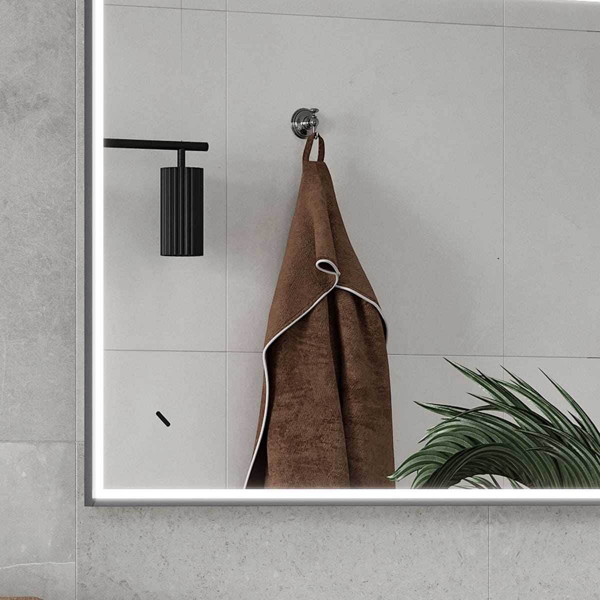 Зеркальный шкаф EQUIL Smile LED 100 серый муар