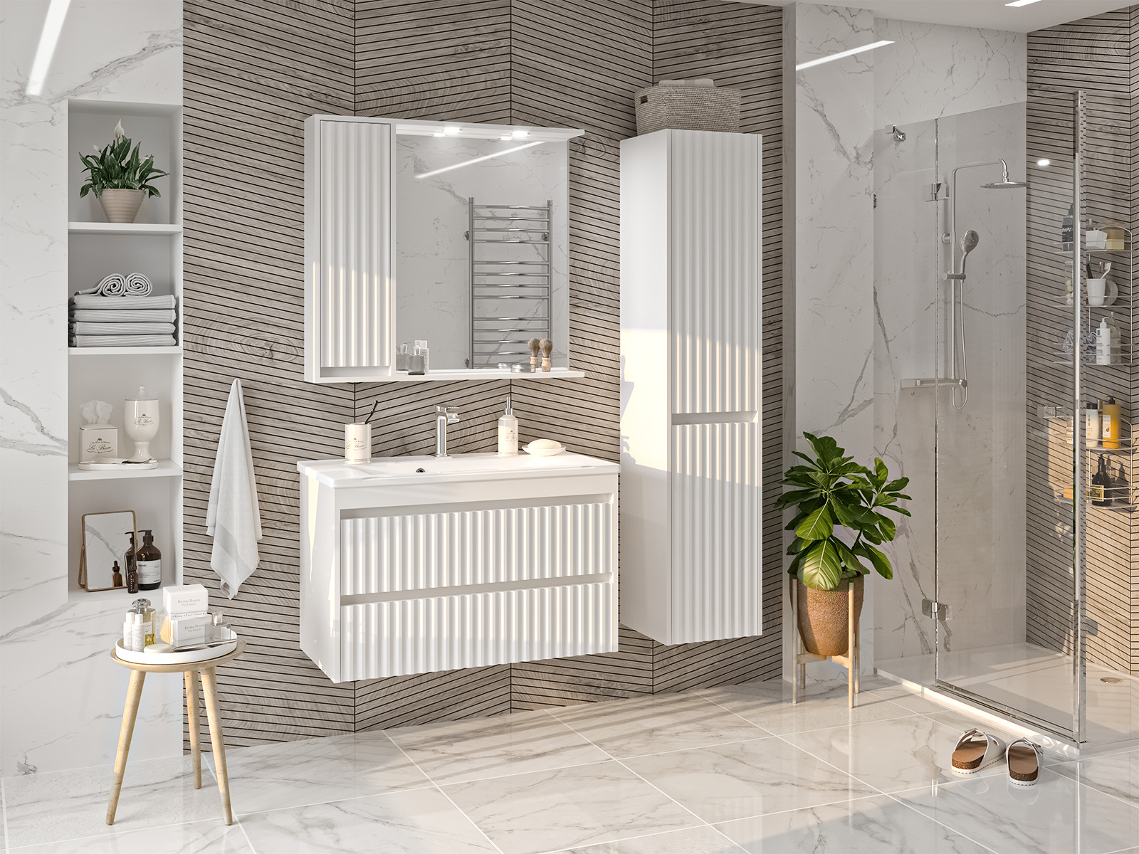 Тумба с раковиной Brevita Balaton 90 подвесная, белый