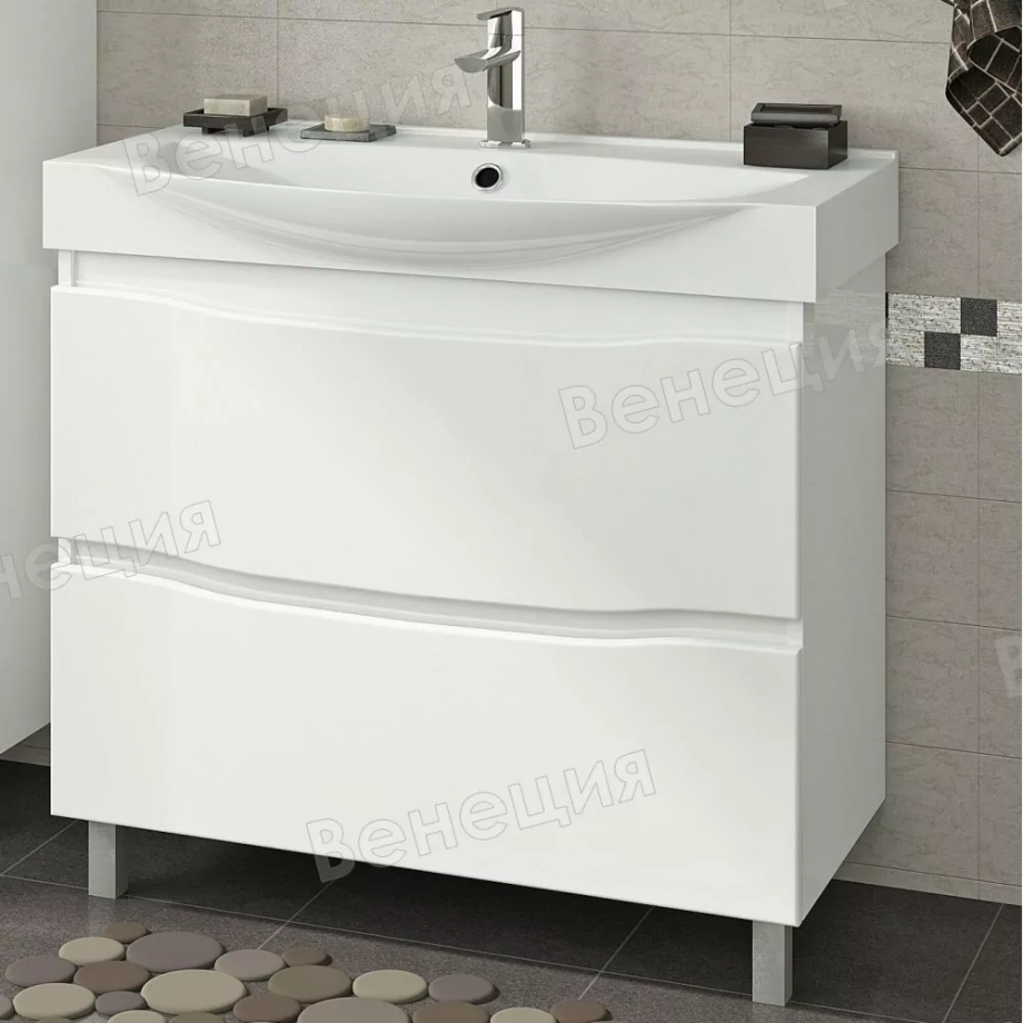 Тумба напольная Венеция Forte 85 с раковиной Элвис 85, белый