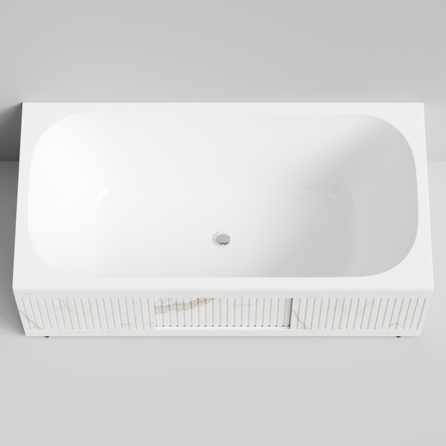 Экран под ванну Vod-ok Тач 170 раздвижной Мрамор Белый натур милк