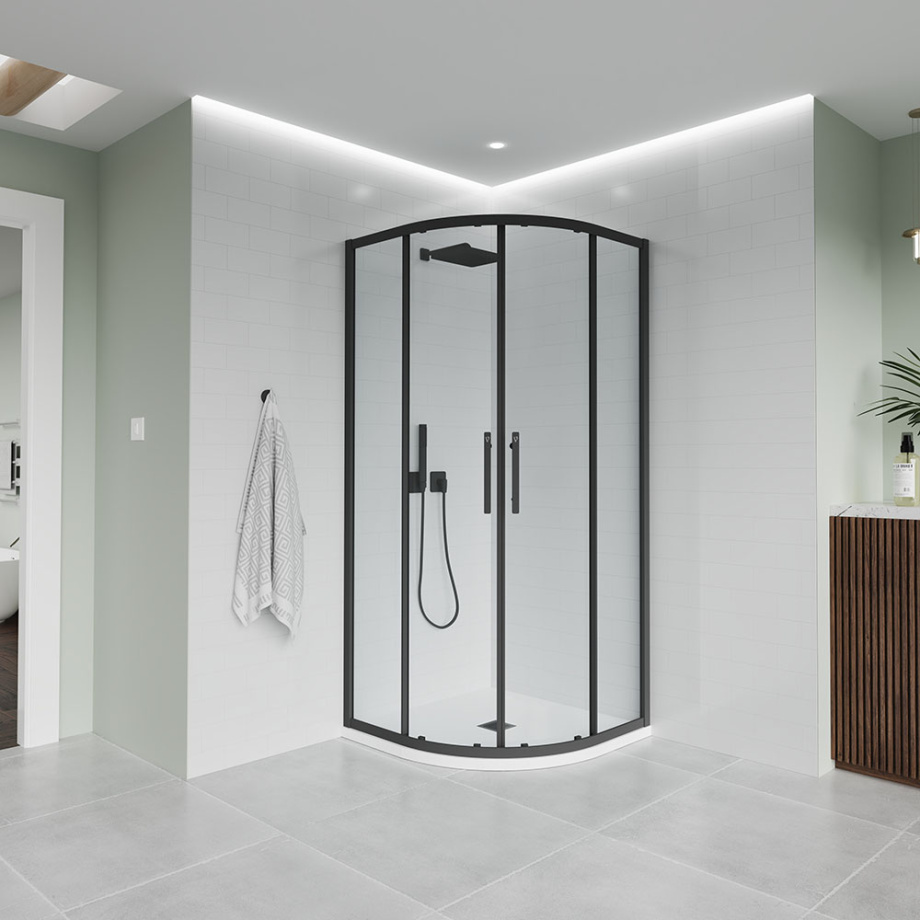 Душевой угол Veconi Evo 200 B, 1000х800x1950, черный матовый, прозрачное стекло