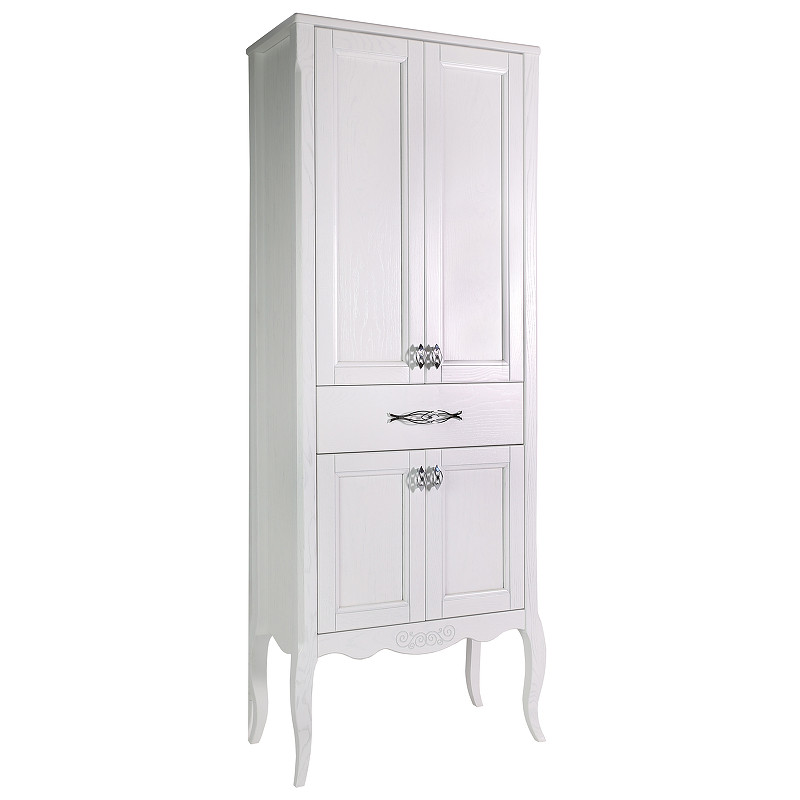 Пенал ASB Woodline Модерн 60 напольный, белый, патина серебро