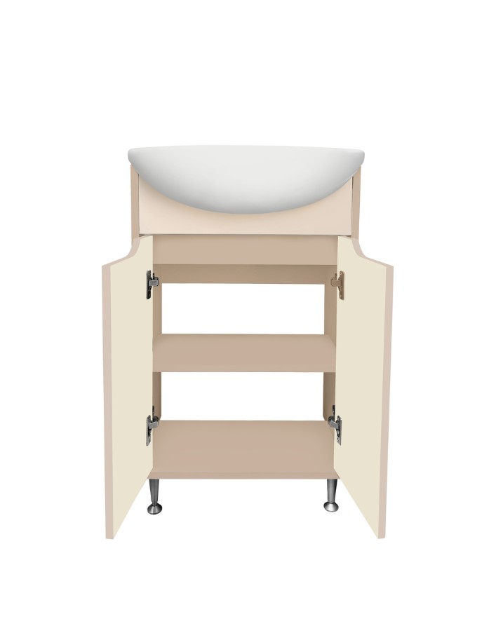 Тумба напольная Runo Эконова с раковиной Уют 50, 2 двери, какао-бежевый