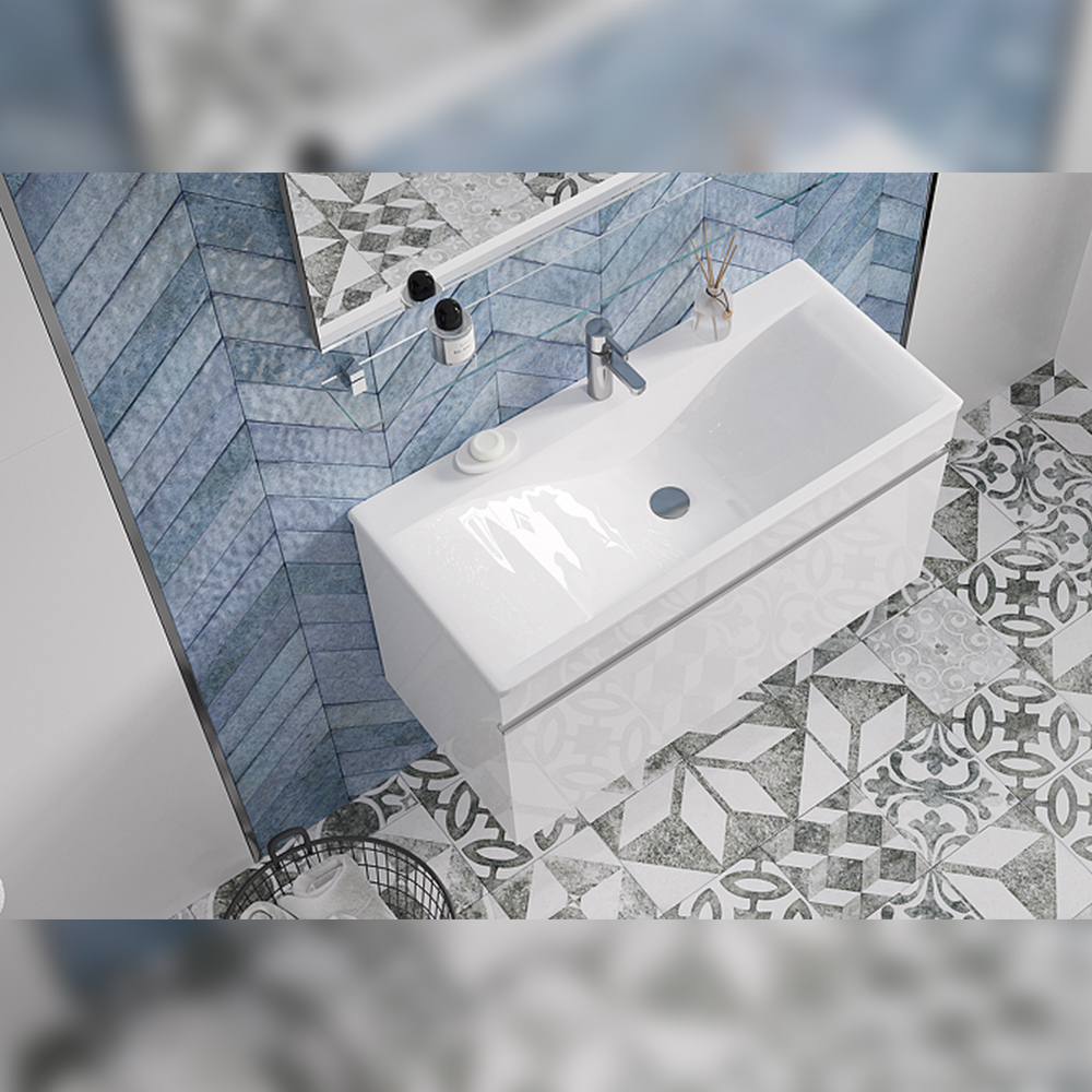 Тумба с раковиной подвесная Velvex Pulsus tp.PUL.PUL.100.1Y белый глянец, 100 см