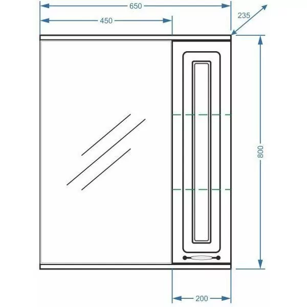 Зеркало-шкаф Stella Polar Кармела 65 R свет, белая ольха