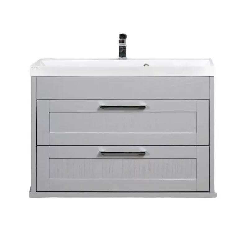 Тумба подвесная ValenHouse Эйвори 80 с раковиной Classic 80, 2 ящика, серый