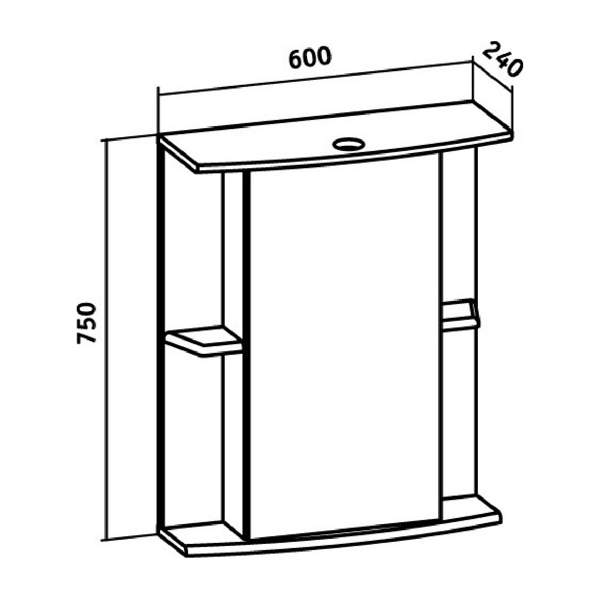 Зеркало-шкаф Runo Мадрид 60 R, белый