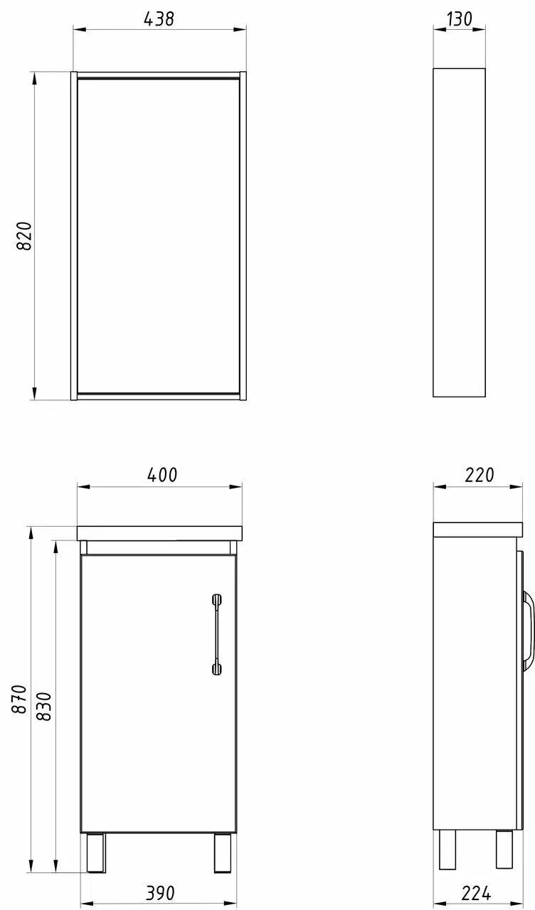 Зеркало-шкаф Асб-мебель Адель 40 белый/дуб сонома