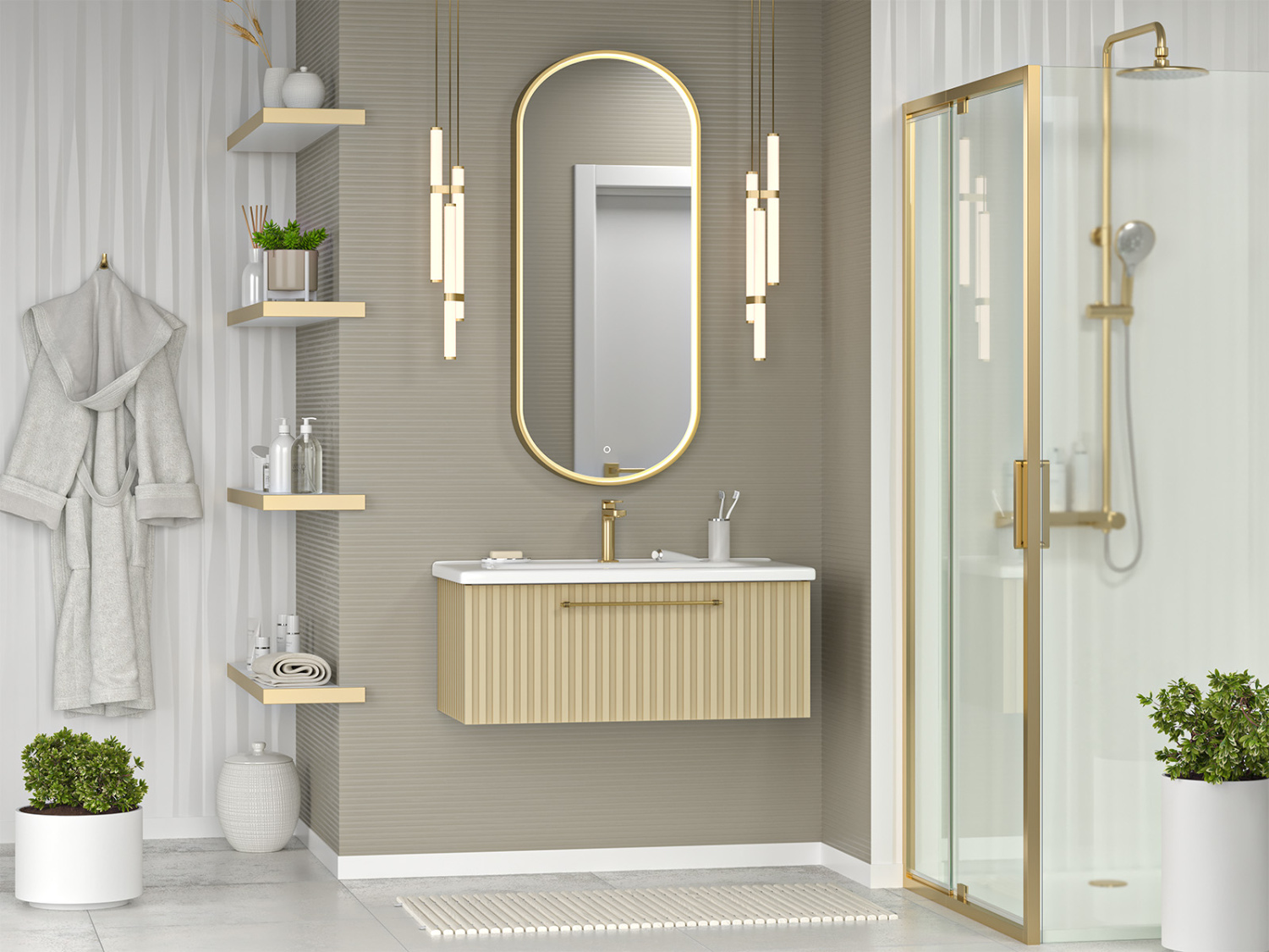 Тумба с раковиной Brevita Alicante 90 подвесная, капучино