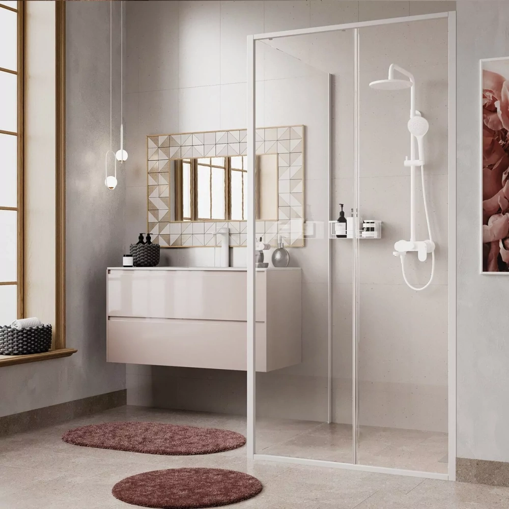 Душевой уголок WasserKraft Rhin 44S19 100х100 квадратный, без поддона, прозрачное стекло, белый от магазина Vanna-Vanna.ru!