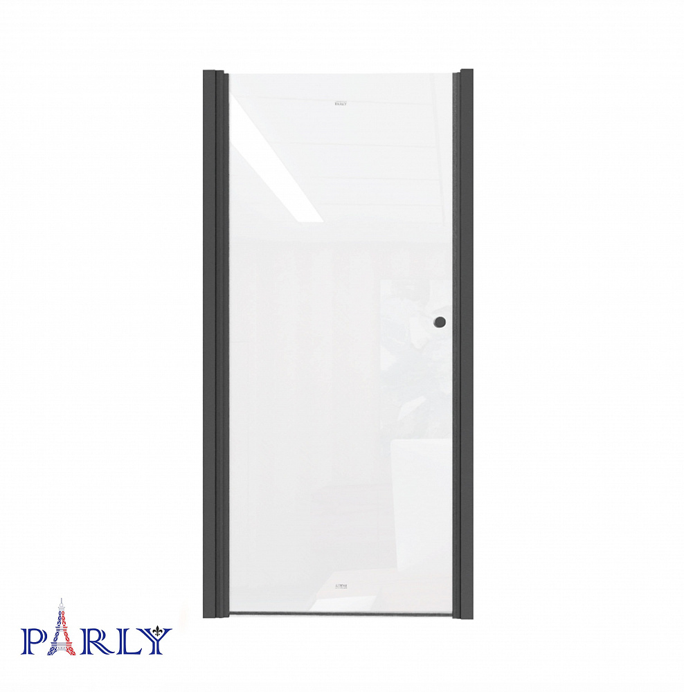 Душевая дверь Parly DE70B 70х185 в нишу, распашная, прозрачная, профиль черный