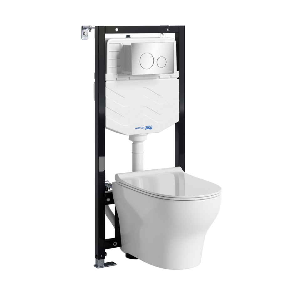 Унитаз подвесной WasserKRAFT 10TLT.010.ME.CH02.H001 с инсталляцией и кнопкой, белый