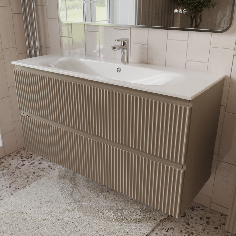 Тумба с раковиной подвесная (120 см) Terminus Sicilia SIC101202200501O, капучино