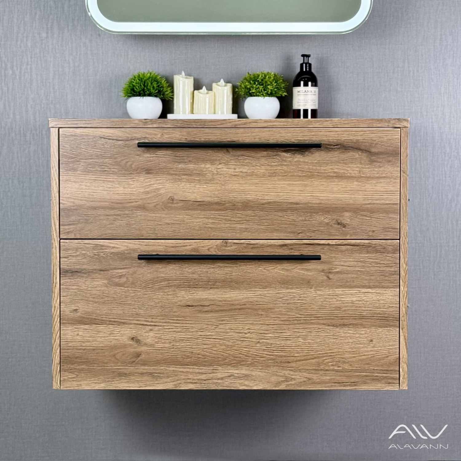 Тумба подвесная Alavann Rondo 80 под накладную раковину, дуб