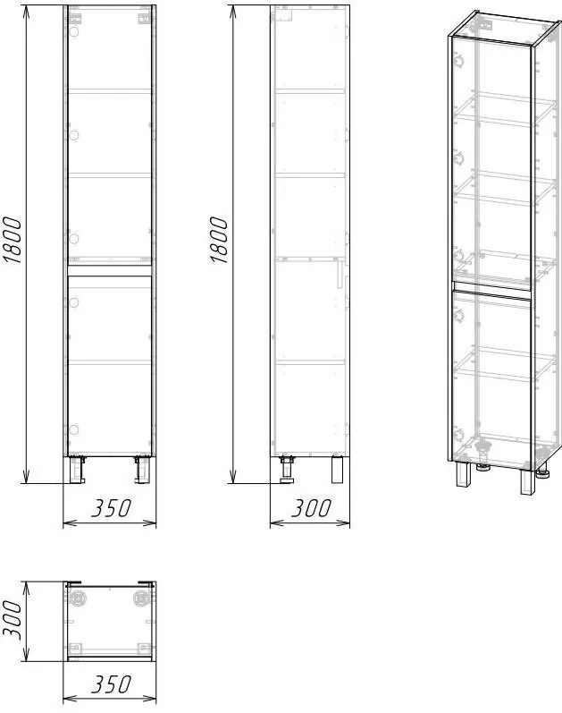 Пенал Stella Polar Кибела 35 L/R напольный, цемент
