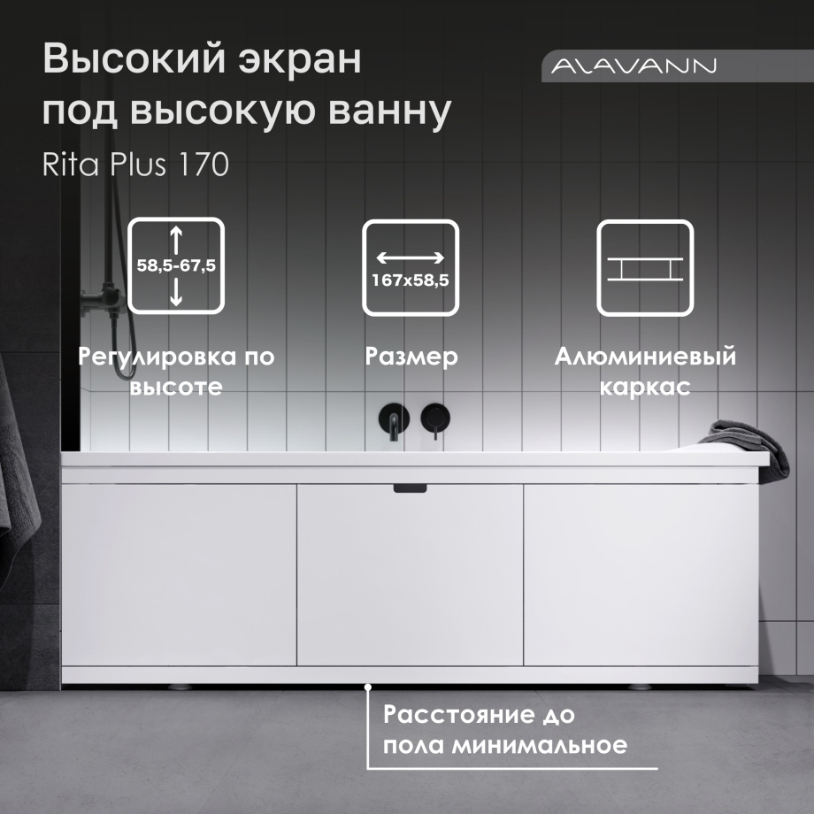 Экран под ванну Alavann Rita Plus 170 белый