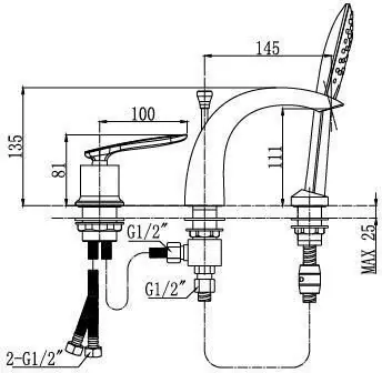 Смеситель на борт ванны Timo Helmi 4010/00-16Y хром/белый