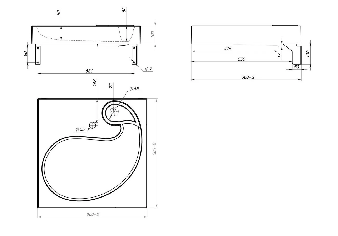Раковина Stella Polar Шебби 60х60 белый