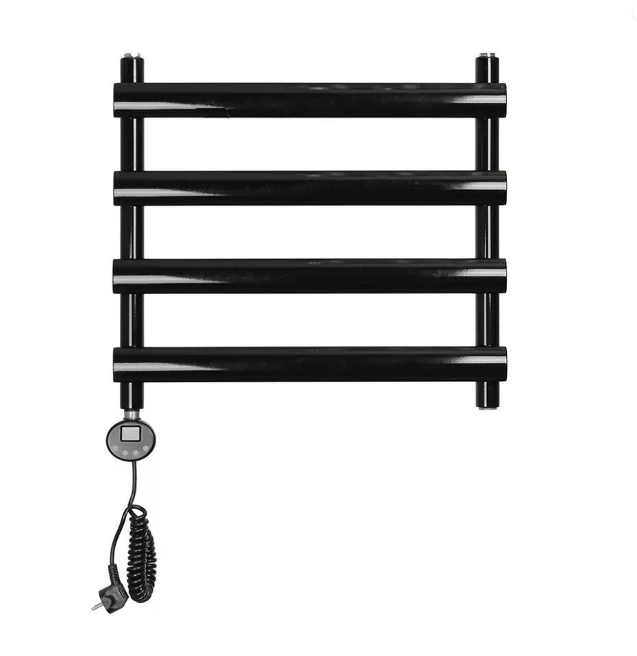 Полотенцесушитель электрический Domoterm Альфа П4 500х496 EL левый, черный матовый