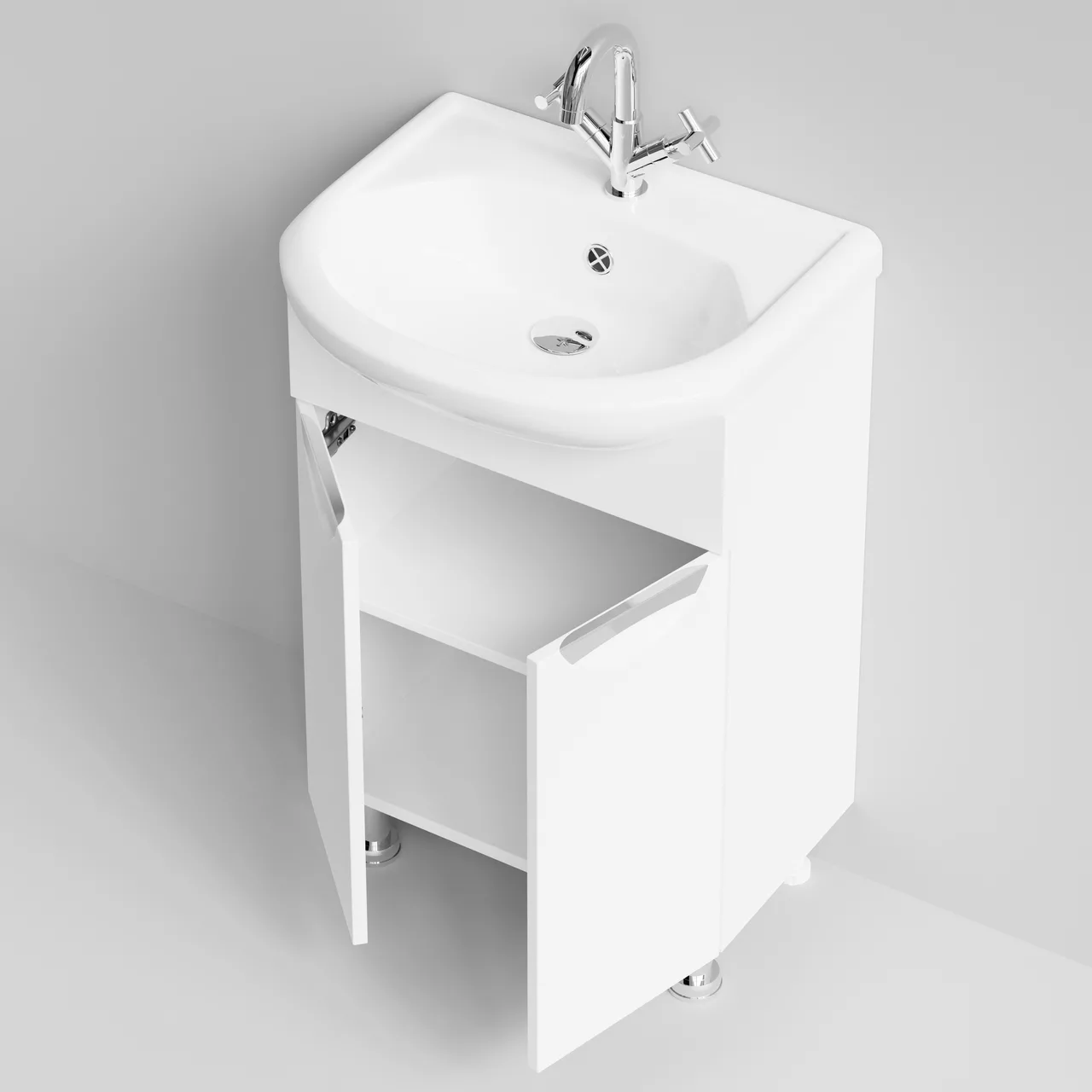Тумба напольная Vod-ok Лира 55 с раковиной Уют 55, белая