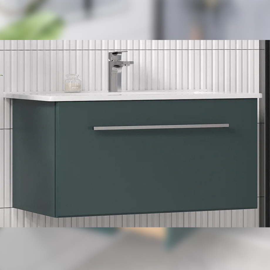 Тумба с раковиной подвесная Velvex Posse tp.POS.OSK.85.1Y верде, 85 см