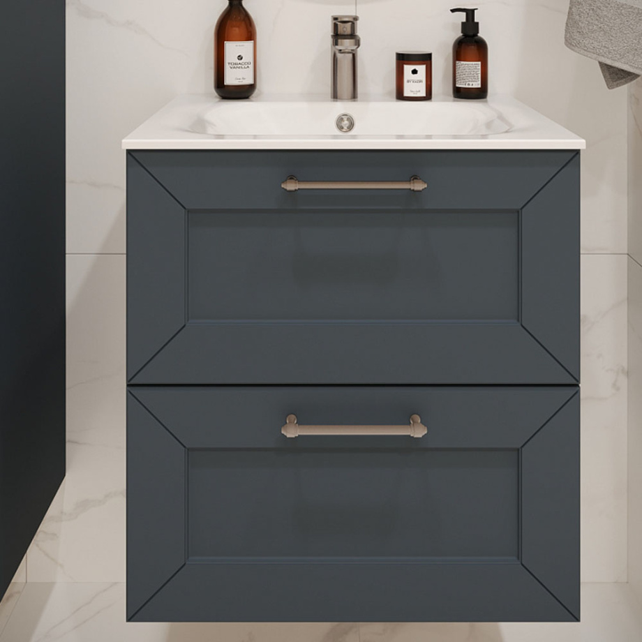 Тумба с раковиной подвесная (60 см) Terminus Victoria VIC10602703101O, серый шёлк