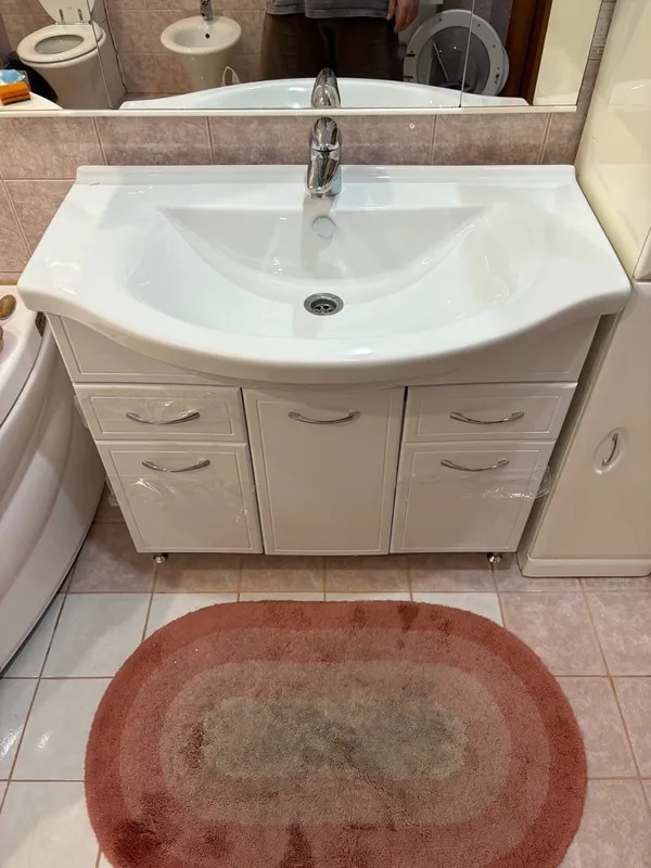 Тумба с раковиной Stella Polar Волна 75 напольная, белая