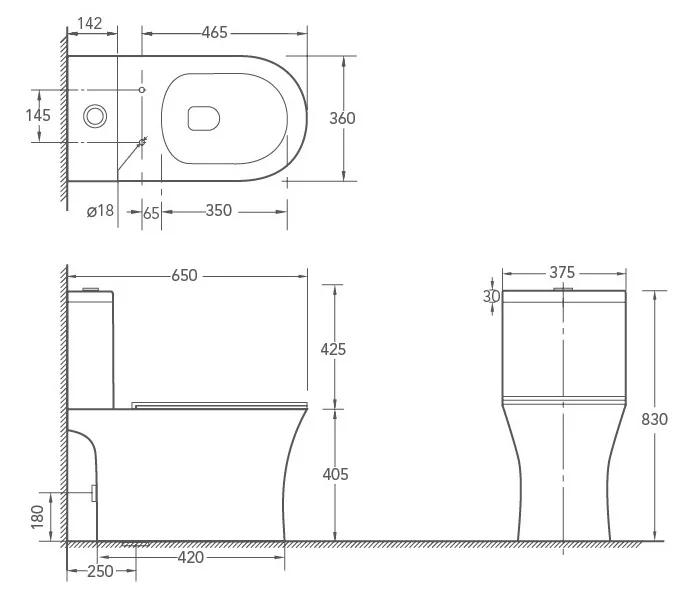 Унитаз SantiLine SL-5010 напольный, безободковый, белый
