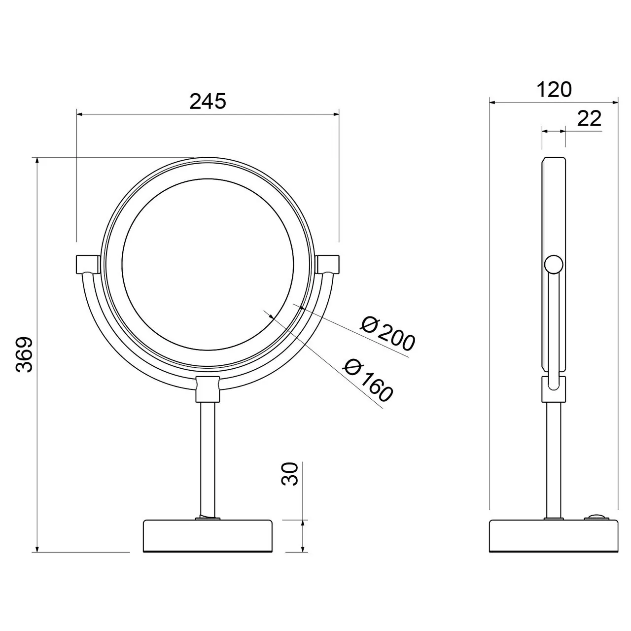 Зеркало косметическое Timo Saona 13276/03 черный матовый