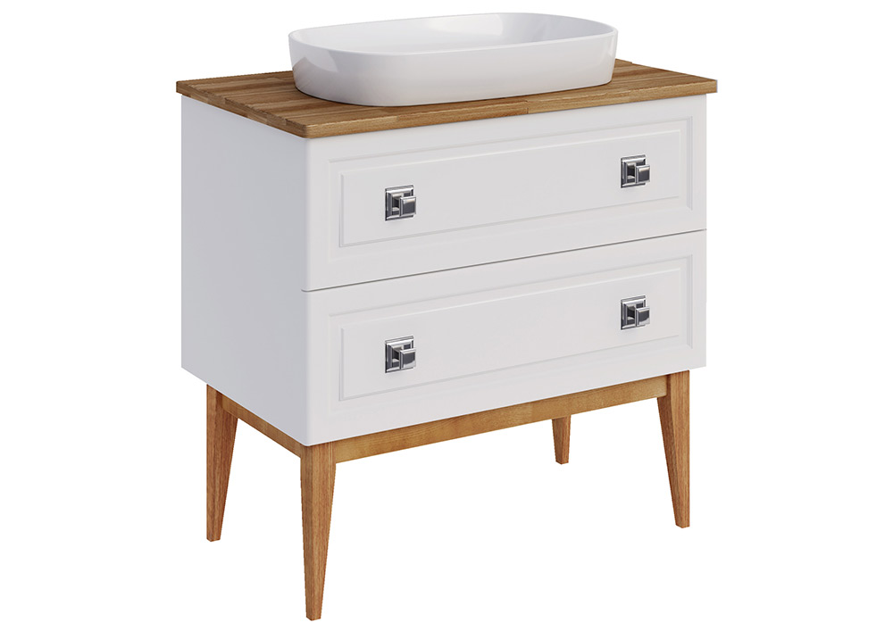 Мебель для ванной ASB Woodline Каталина 80 комплект, напольный, слоновая кость, хром