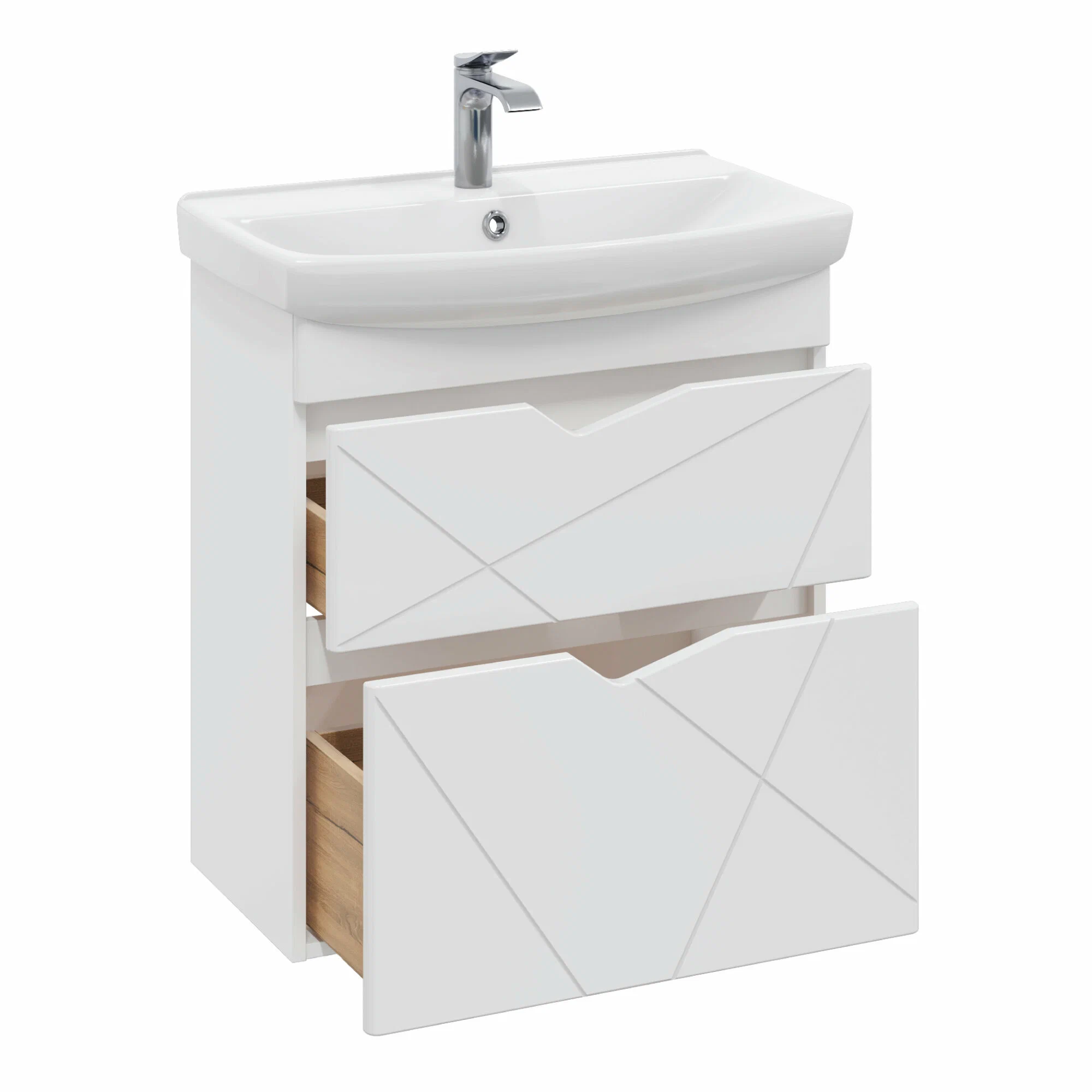 Тумба подвесная SanStar Линни 70 с раковиной Клермонт 70, белая