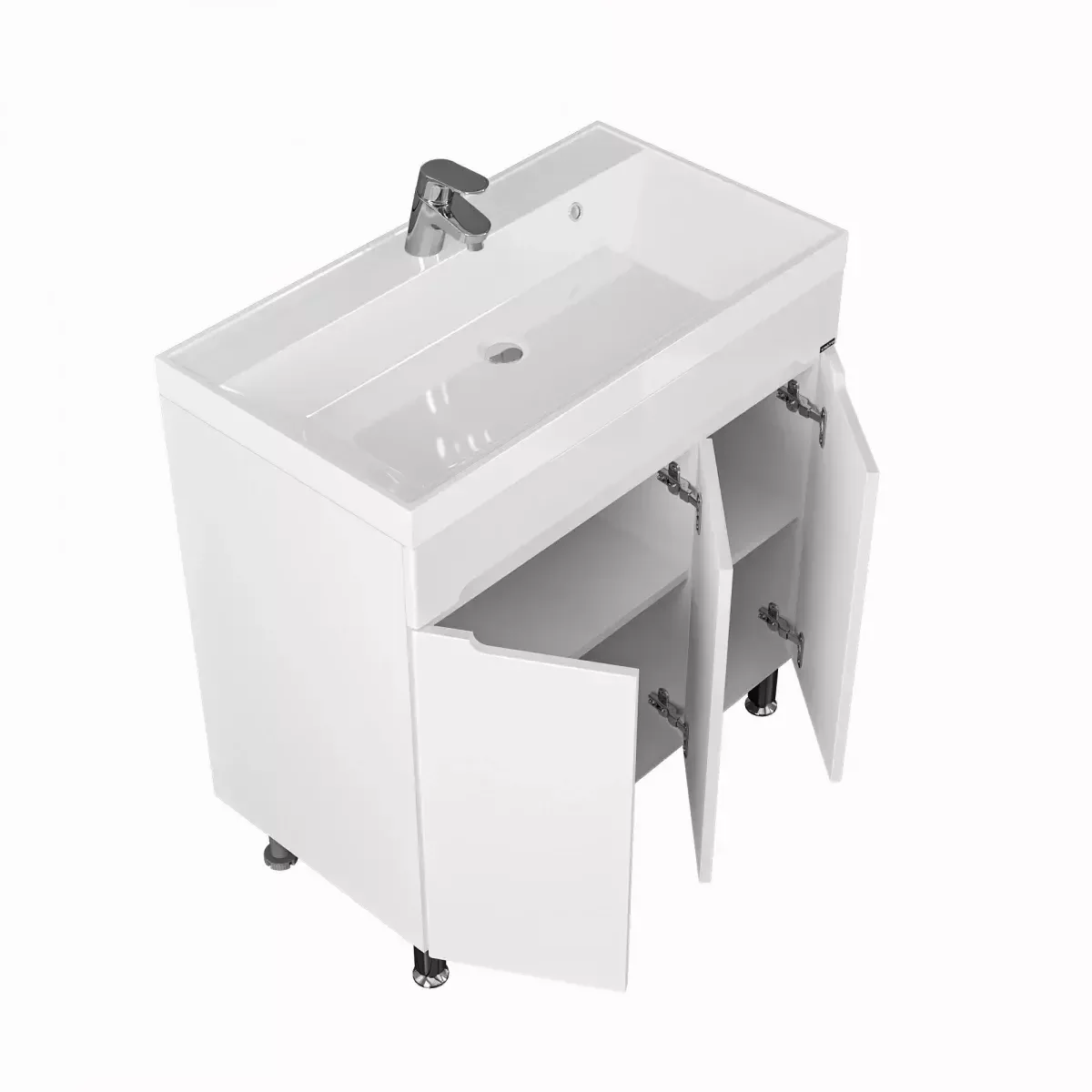 Тумба напольная Санта Лондон 80 с раковиной Classic 80, 3 двери, белая